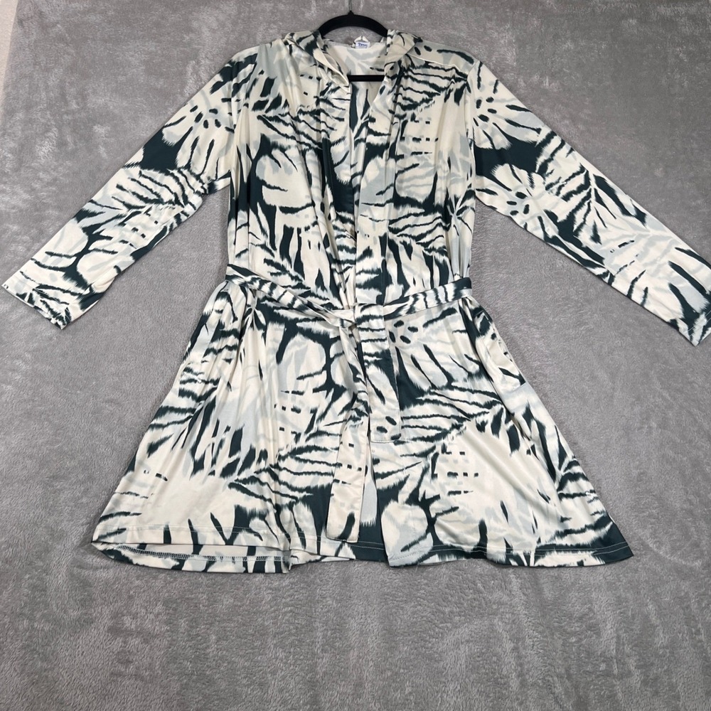 Rip Skirt Dress Woman Size XS/S Green White Monstera Floral Mini Wrap Tie Waist